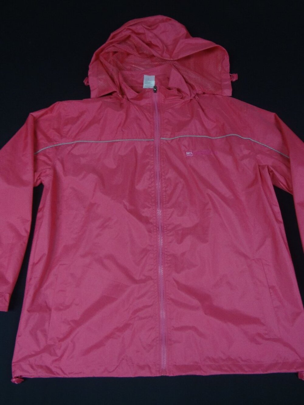 VINTAGE NORWEGIAN CRUISE LINE PINK ZIP UP RAIN JACKET PARKA WOMENS LARGE L634